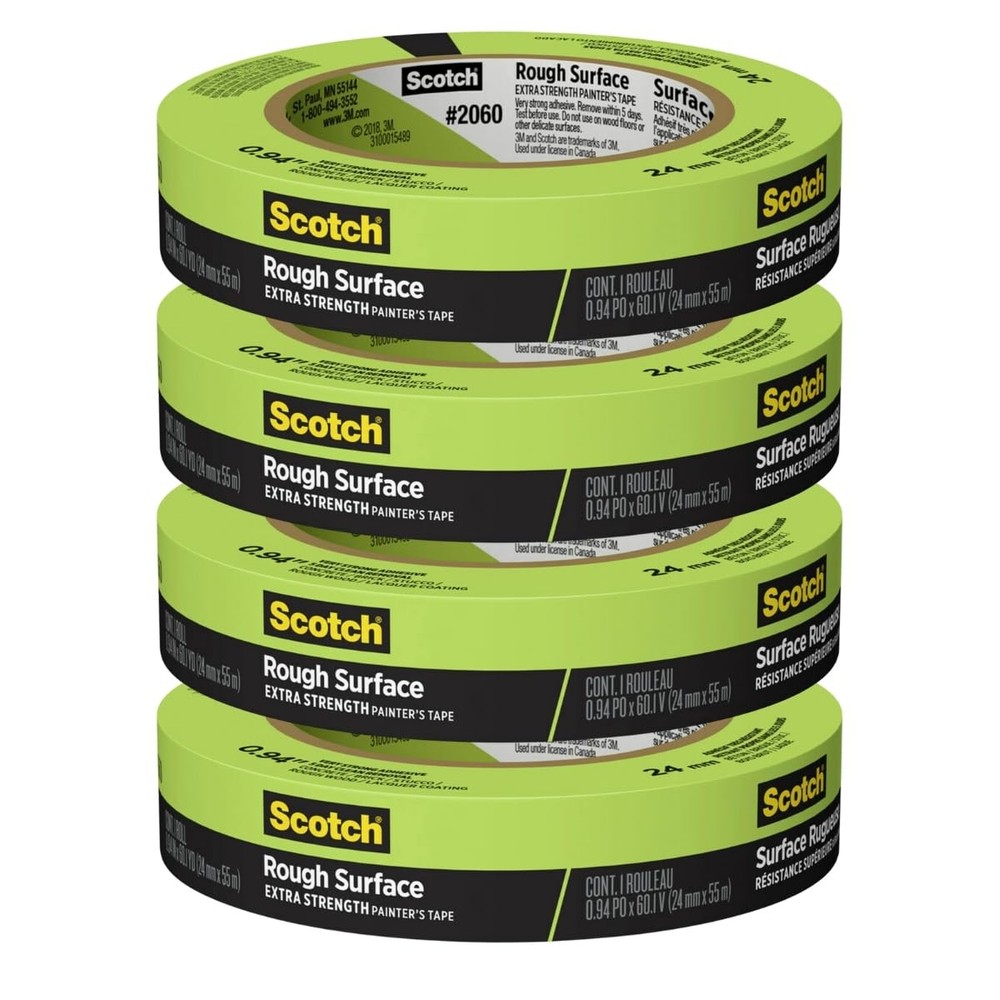 Scotch Painter’s Tape 2060-1A 2060 Masking Tape, 1-Inch by 4 Pack, Green