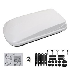 14 Cubic Feet Rooftop Cargo Box White Dual Side Opening with Lock Keys