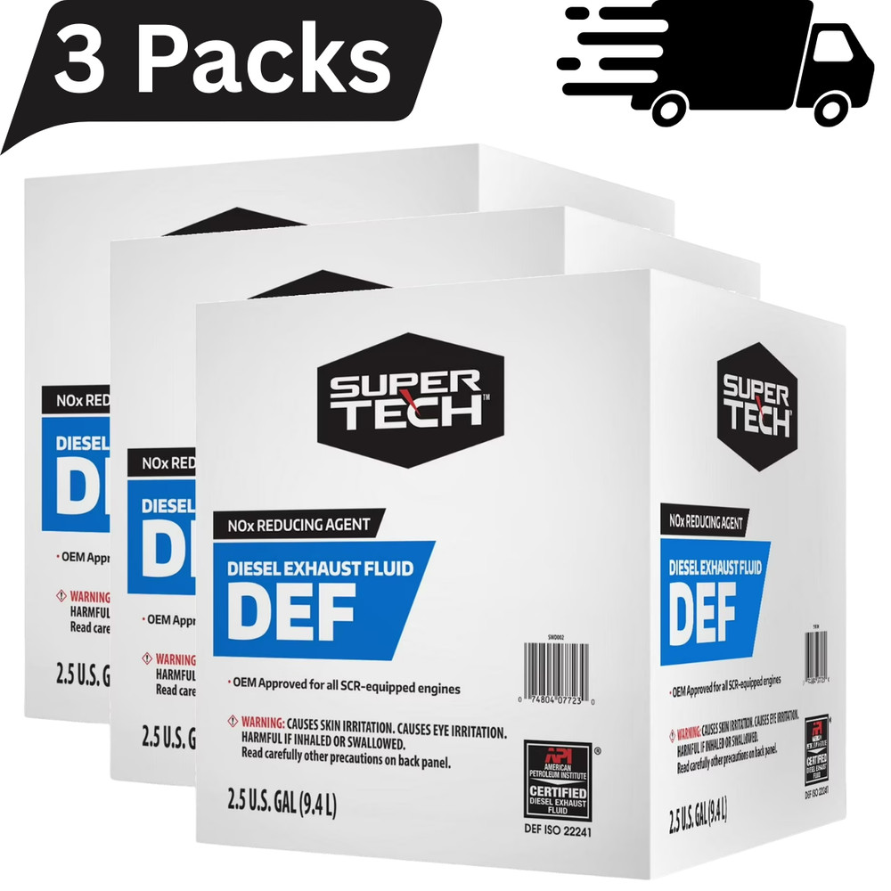 Super Tech DEF Diesel Exhaust Fluid, Made in USA, 2.5 Gallon (9.46 L), 3-Pack