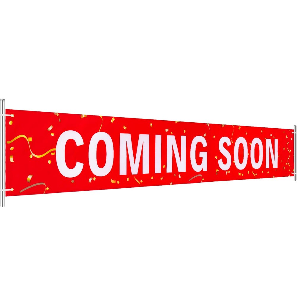 Large Coming Soon Sign Banner Outdoor Indoor 1.6 x 9.8 feet, multi-colored