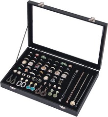 Ring Holder Organizer Box, Jewelry Display 100 Slots Ring, Black Large Size