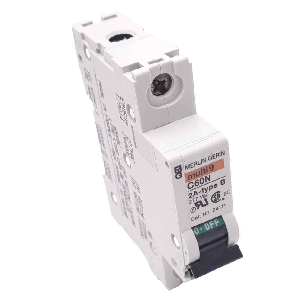 Merlin Gerin 24111 C60N-1P-2A-B Circuit Breaker, 277VAC Max, 2A, DIN Rail