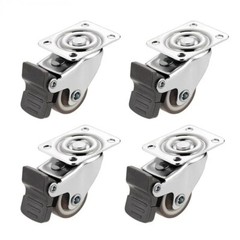 1 & 2 inch swivel caster wheels 4pcs soft rubber with brake universal trolley