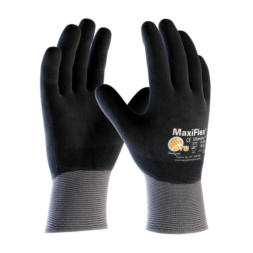 PIP 34-876 ATG MaxiFlex Ulitimate Fully Nitrile Coated Nylon Gloves 12 pair LG