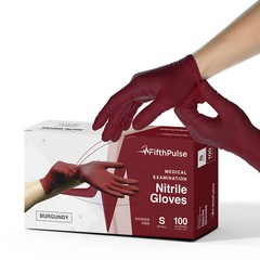 Fifth Pulse Nitrile Exam Latex Free & Powder Free Gloves – Burgundy