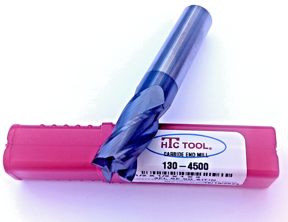 1/2″ (.500) 4 FLUTE AlTiN Coated CARBIDE End Mill 130-4500 MADE IN USA Free Ship