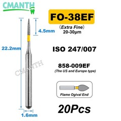 US Fine Dental Burs Diamond Burs High Speed Turbines Drills Tools 1.6mm 20pcs