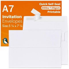 50 Packs 5×7 Envelopes, A7 White A7(5.25×7.25 in) – 50 Pack,