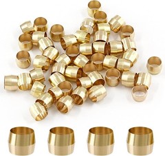 50 Pcs Brass Compression Fitting, 1/4″ Tube OD Compression Sleeves Ferrules B…