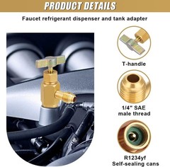 R1234YF Self Sealing Can Tap 1/4 SAE to 1/2 Adapter AC Recharge Kit