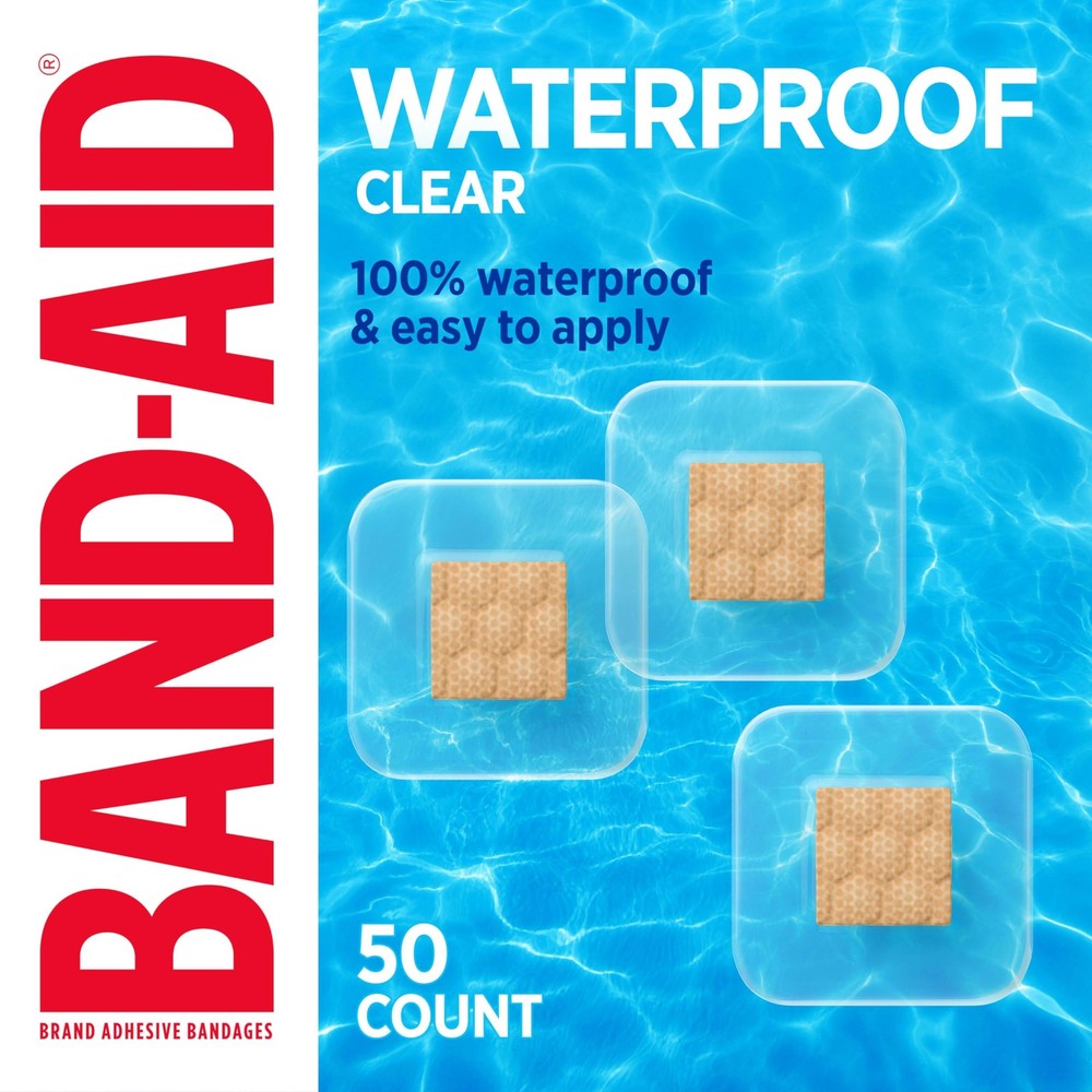 BAND-AID Brand Waterproof Clear Spot Adhesive 50 Count (Pack of 1),