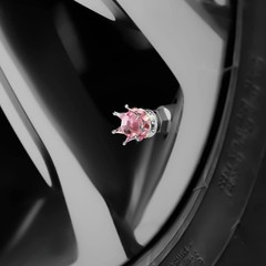 Bling Tire Valve Stem Caps, 4 Pack Pure Handmade Rhinestone Color: Silver/Pink