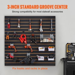 VEVOR Slatwall Panels Garage Storage Panel Organizer 2′ H x 4′ W Black Set of 2