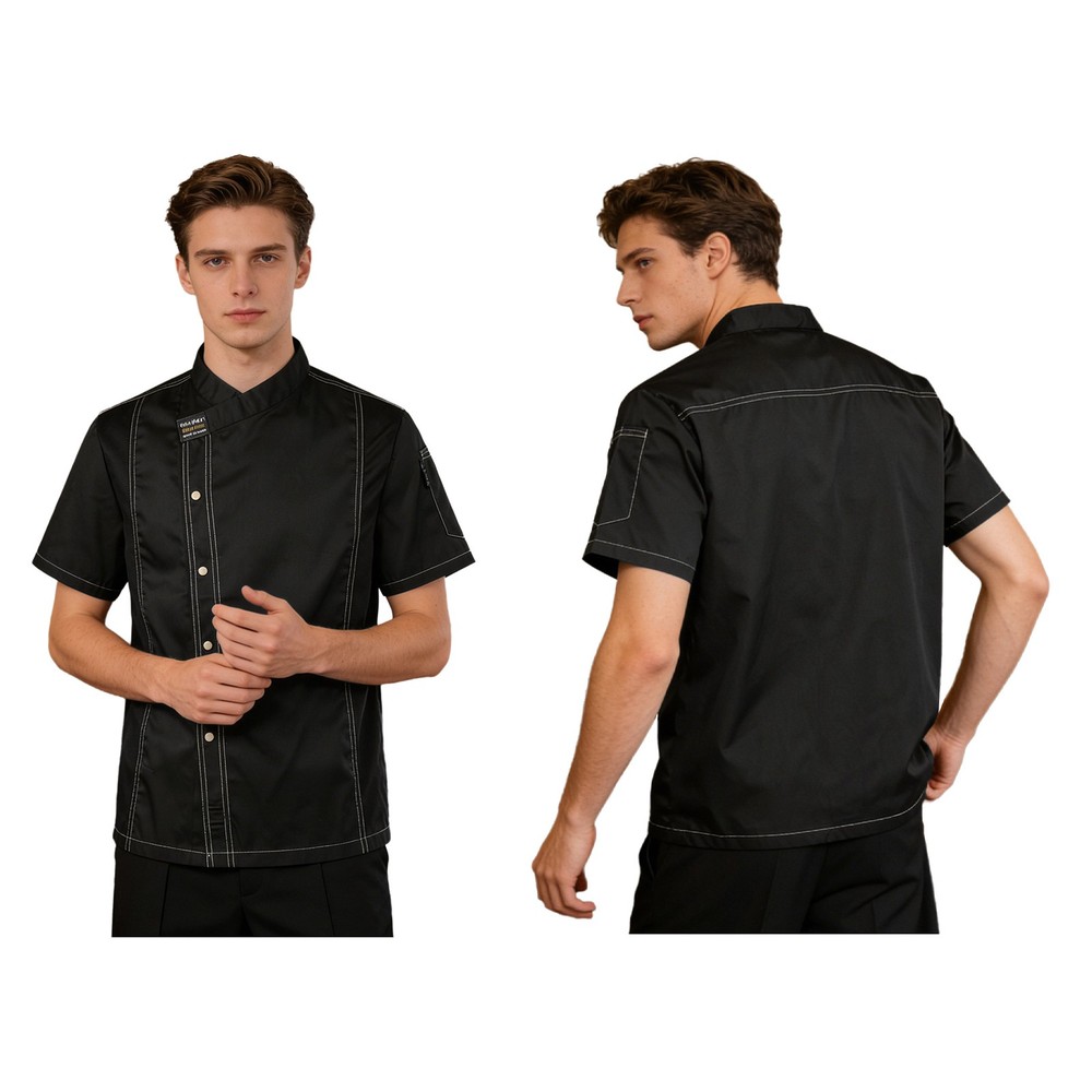 Men Women Uniform Solid Color Chef Coats Breathable Jacket Work Shirt Canteen