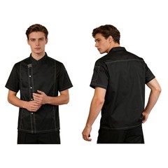 Men Women Uniform Solid Color Chef Coats Breathable Jacket Work Shirt Canteen