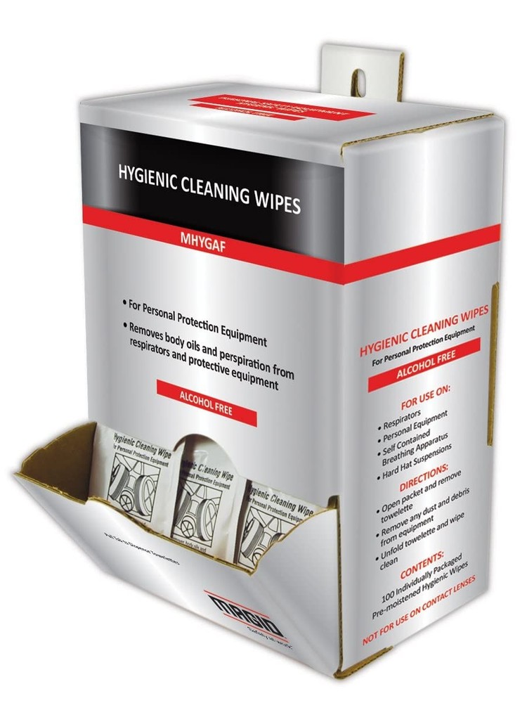 Hygienic Wipes Alcohol Free Respirator 2 Dispensers 200 Total MAGID MMHYGAF Body