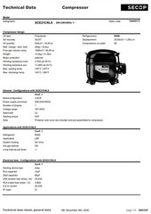 Secop SCE21CNLX-230 R290 Refrigeration Compressor 3431 BTU LBP 230V 60 Hz