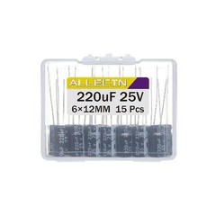220uF 25V 6x12mm Aluminum Electrolytic Capacitor 220 MFD 16 Volt 0.24×0.47in 15