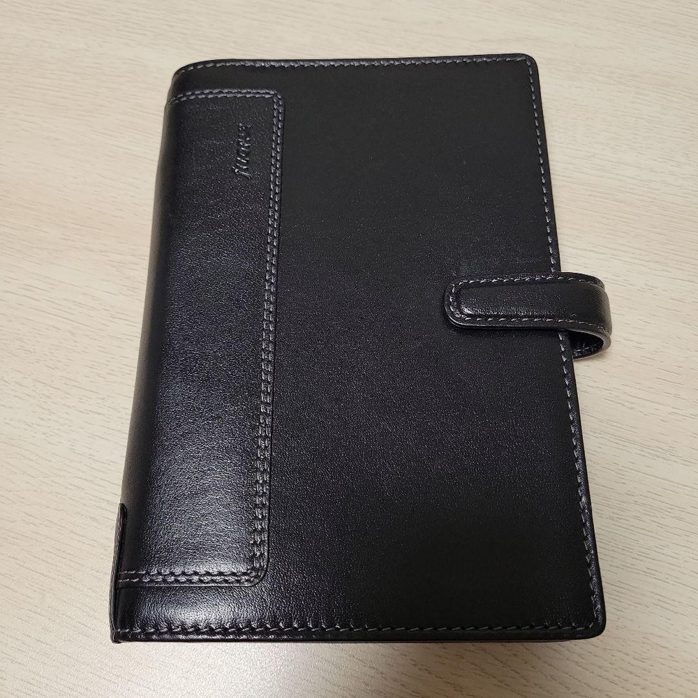 Filofax Holborn Personal Bible Size Black Full Grain Buffalo Leather Used