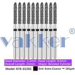 Vakker 10pc Dental Diamond Burs FG Friction Grip Coarse Super Coarse Grit Bur