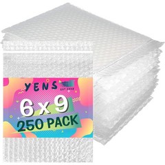 Superpackage 250 Pack 6″x 9″ Clear Bubble Pouch Bags, Bubble Cushioned Pouches