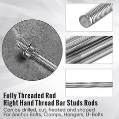LEIFIDE 8/32 Inch 4mm Threaded Rod with Hex Nuts 12 Inch, multi-color