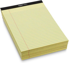 Amazon Basics Wide Ruled Lined Writing Pads, 8.5″ X 11.75″, Canary, 12-Pack of 5