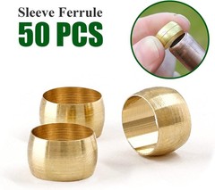50 Pcs Brass Compression Fitting, 1/4″ Tube OD Compression Sleeves Ferrules B…