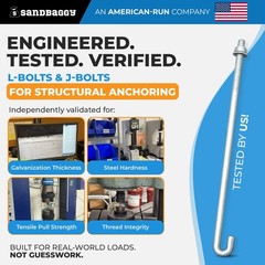 Sandbaggy 1/2″ x 8″ Threaded Concrete Anchor L-Bolts – Hot Dipped Galvanized