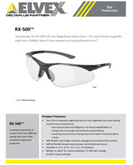Delta Plus RX-500C Full Magnifier Reader Safety Glasses Clear Lens 0.50 to 2.50