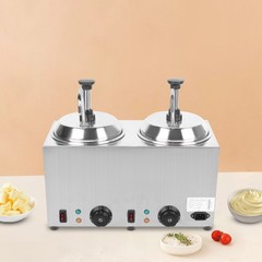 1600W 2L Stainless Steel Hot Fudge Warmer Cheese Sauce Warmer Dispenser w/2 Pump