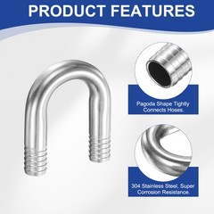 U Shaped Hose Barb Fitting 3/4″ (20mm) OD 304 Stainless Steel U-Joint Connector