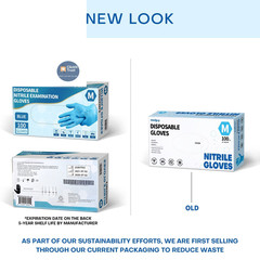 Medguy Powder-Free Nitrile Exam Gloves, 4.5 Mil, 100 Medium, Medium (Blue)