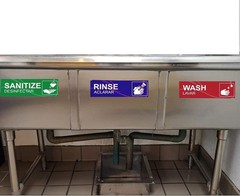 4 Pack Wash Rinse Sanitize Sink Labels Waterproof Sticker Signs Perfect for 3…