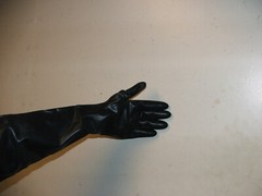 Shoulder Length Black Neoprene Latex Rubber Gloves 15 mils thick 32″ long NEW