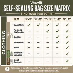 Wowfit 100 Count 12×16 Inch Clear Cellophane Plastic Bags Resealable Self