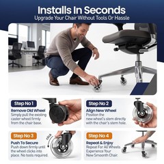 Office Chair Wheels Set of 5 – 3 Inch Roller Blade Wheels Office Chairs, Office