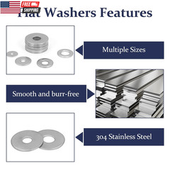 290Pcs Flat Washers, 304 Stainless Steel Fender Washers Assortment, 15 Different