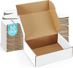 50 Pack 7X5X2 Small Shipping Boxes White Corrugated Cardboard Packaging