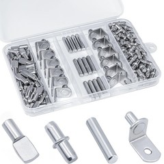 120pcs Shelf Pins Kit, 4 Styles Nickel Plated Shelf Support Pegs, Plated Shelf