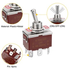 3pcs 6Pin Heavy Duty Momentary DPDT ON/OFF/ON Toggle Switch 20A 125V Waterproof