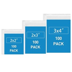 Small Plastic Bags, 300 PCS Mini Baggies 3 300pcs(2×2 2×3 3x4in), clear