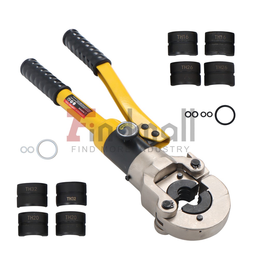 Hydraulic Pipe Cutter Copper Tube Fittings Crimping Tool w/ 1/2 3/4 & 1-inch Jaw
