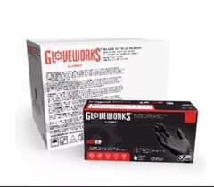 Gloveworks Black Nitrile PF Ind Gloves – 5 Mil – Case of 1000 Gloves/10 Boxes