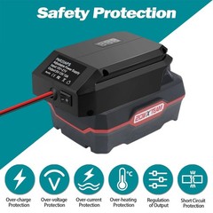 DC 20V to 12V Step Down Converter Adapter for Parkside X20V Team Battery W/ Wire