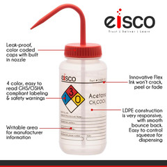 – 2 Pack Acetone Wash Bottles 500Ml with Color-Coded Chemical & Safety Labels Wi
