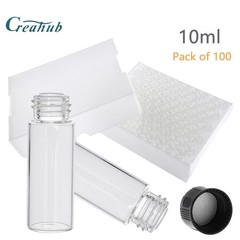 100pcs 10ml Glass Vials with Screw Caps Clear Sample Vials Liquid Sampling Vial