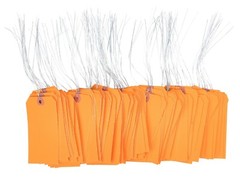 100 pcs of 4 3/4″ x 2 3/8″ Size 5 Orange Cardstock Hang Tag Tags with Wire 13 Pt