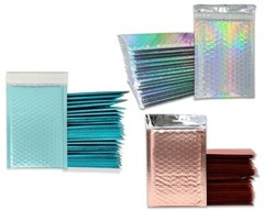 4X8 Holographic, Sunset Peach Bubble Mailers, Metallic Padded Shipping Mailing