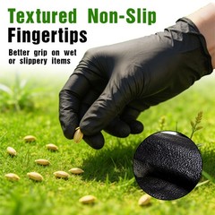 50 Pcs Black Disposable Protective Gloves (M/L Size) US Sellers Fast Shipping